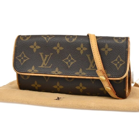 LOUIS VUITTON Pochette Twin PM 2Way Shoulder Clutch Bag Monogram M51854 33EF207 - Picture 1 of 16